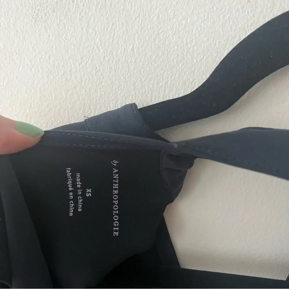 Anthropologie Black Open-Back Wrap Bodysuit